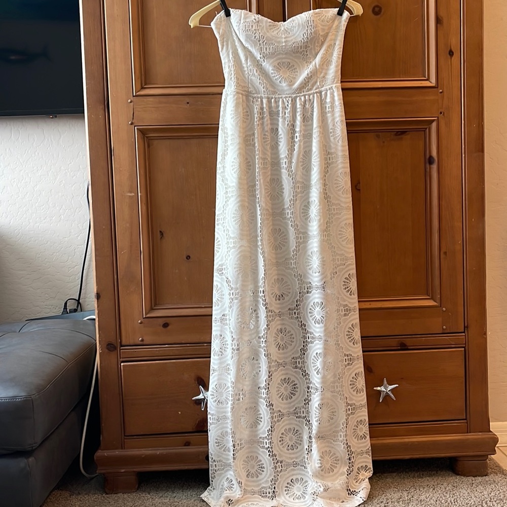 Cream strapless summer dress